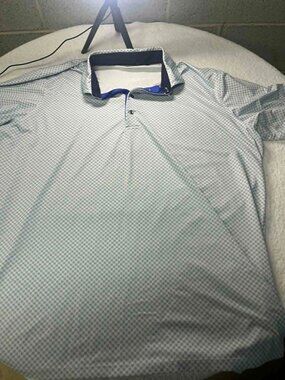 Greyson golf polo shirt size XXL light blue /white with wolf pattern